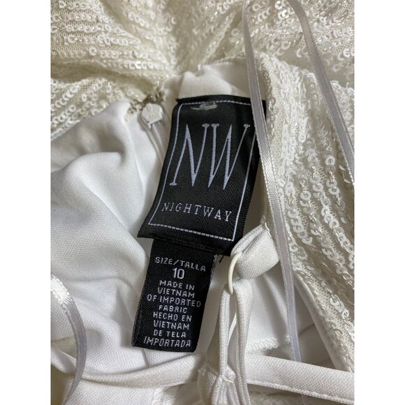 Sexy White Sequin Sleeveless‎ Dress Size 10 Stretch Marilyn Monroe Party Glamour - Picture 6 of 6